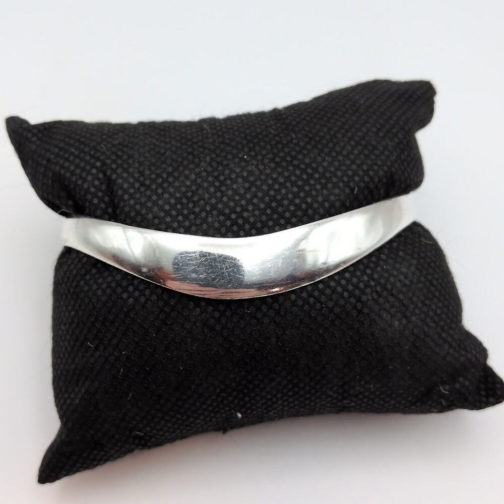 VTG Taxco Mexico Sterling Silver 925 Curve Minimalist Wave Cuff Bracelet 6.75in